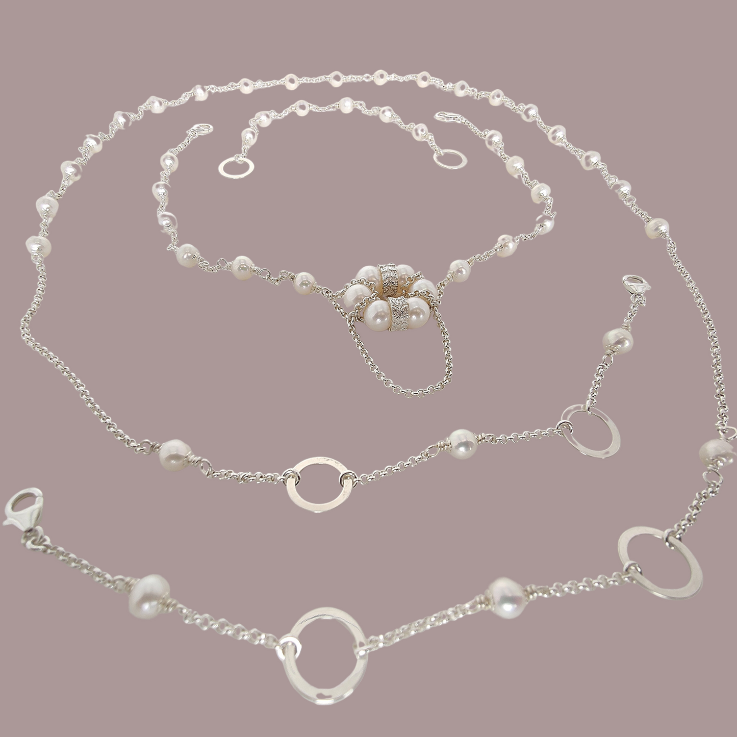 ST81 - Collana componibile in argento 925 con perle naturali d'acqua dolce