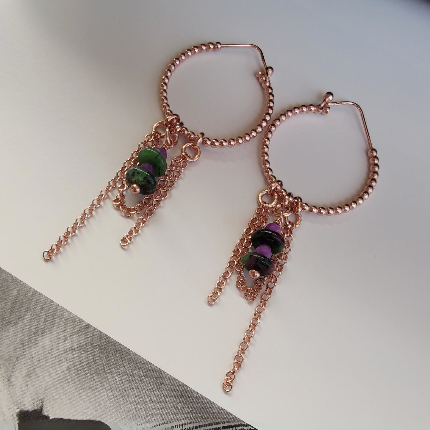 ST45 - Orecchini in argento 925 placcato oro rosa 18k con pietre naturali