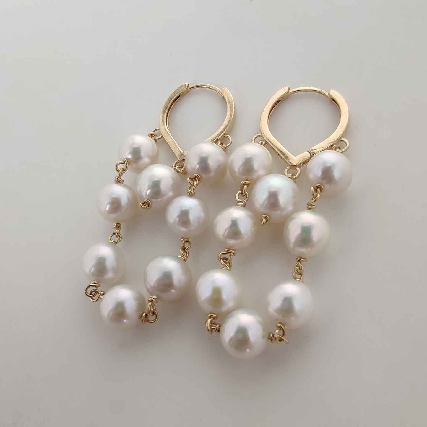 ST12 - Orecchini in argento 925 placcato oro giallo 18k con perle d'acqua dolce