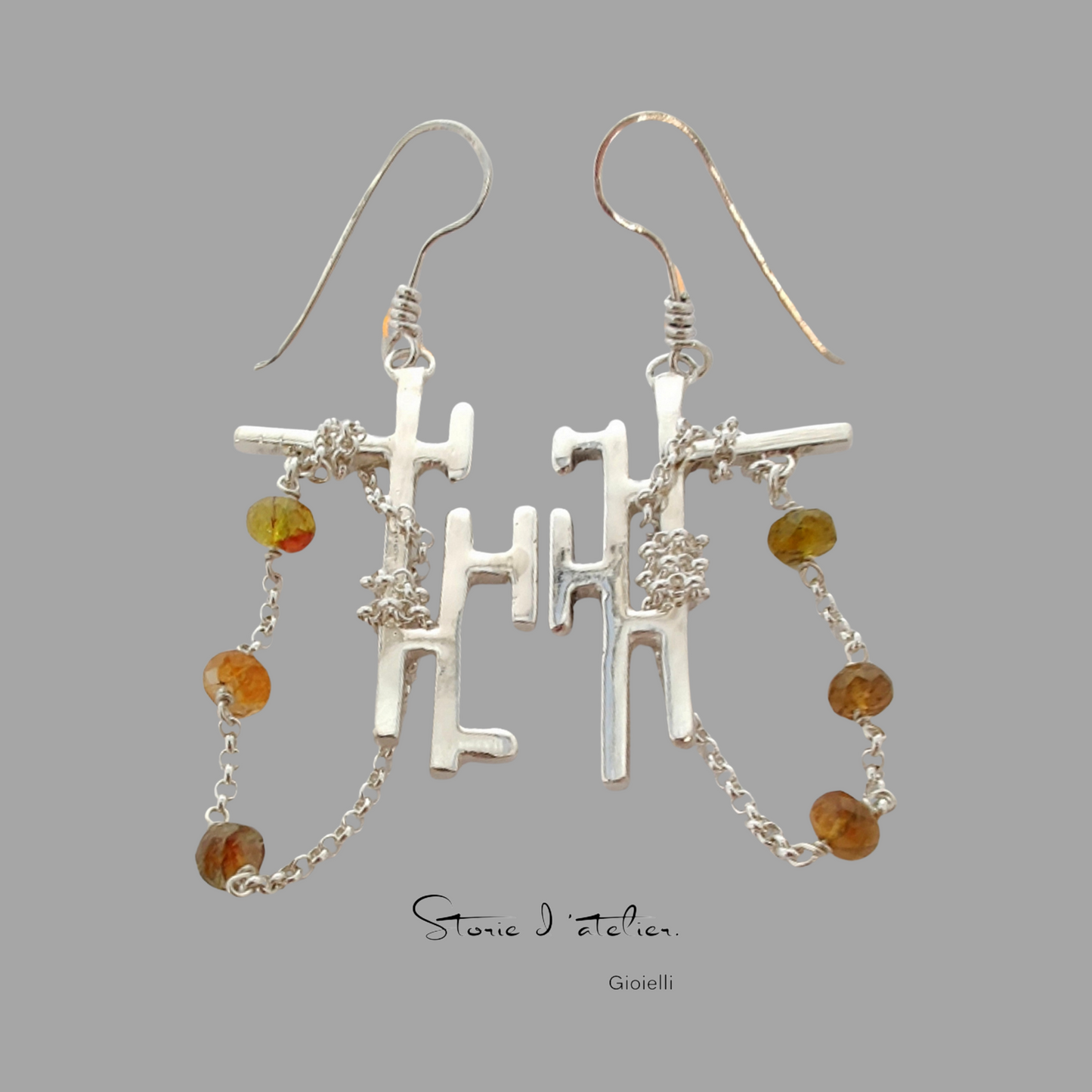 ST54 - Orecchini in argento 925 con pietre naturali in tormalina