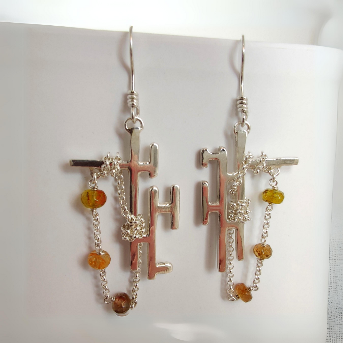 ST54 - Orecchini in argento 925 con pietre naturali in tormalina