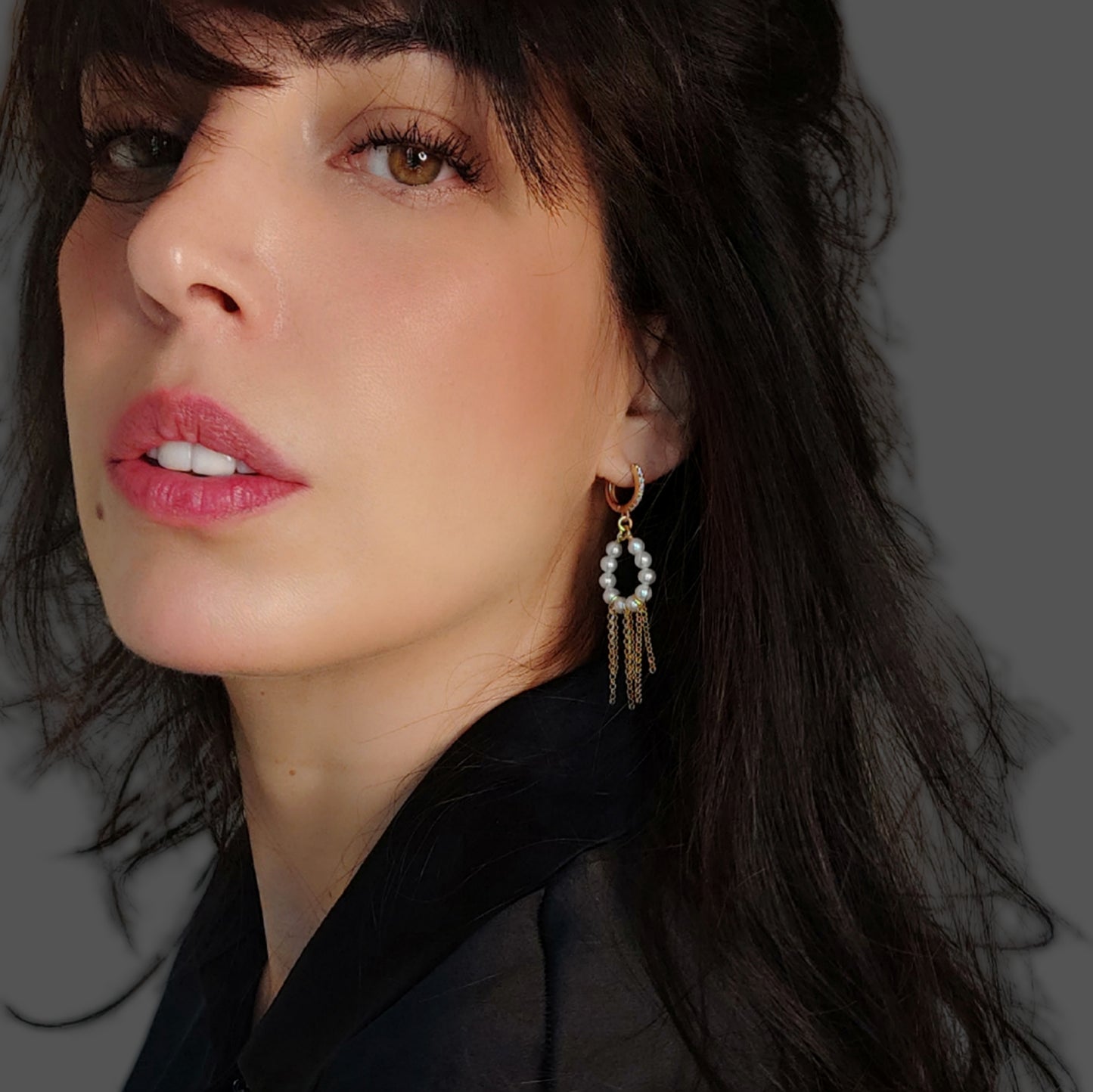 ST88 Orecchini in argento placcato oro 18k con perle naturali
