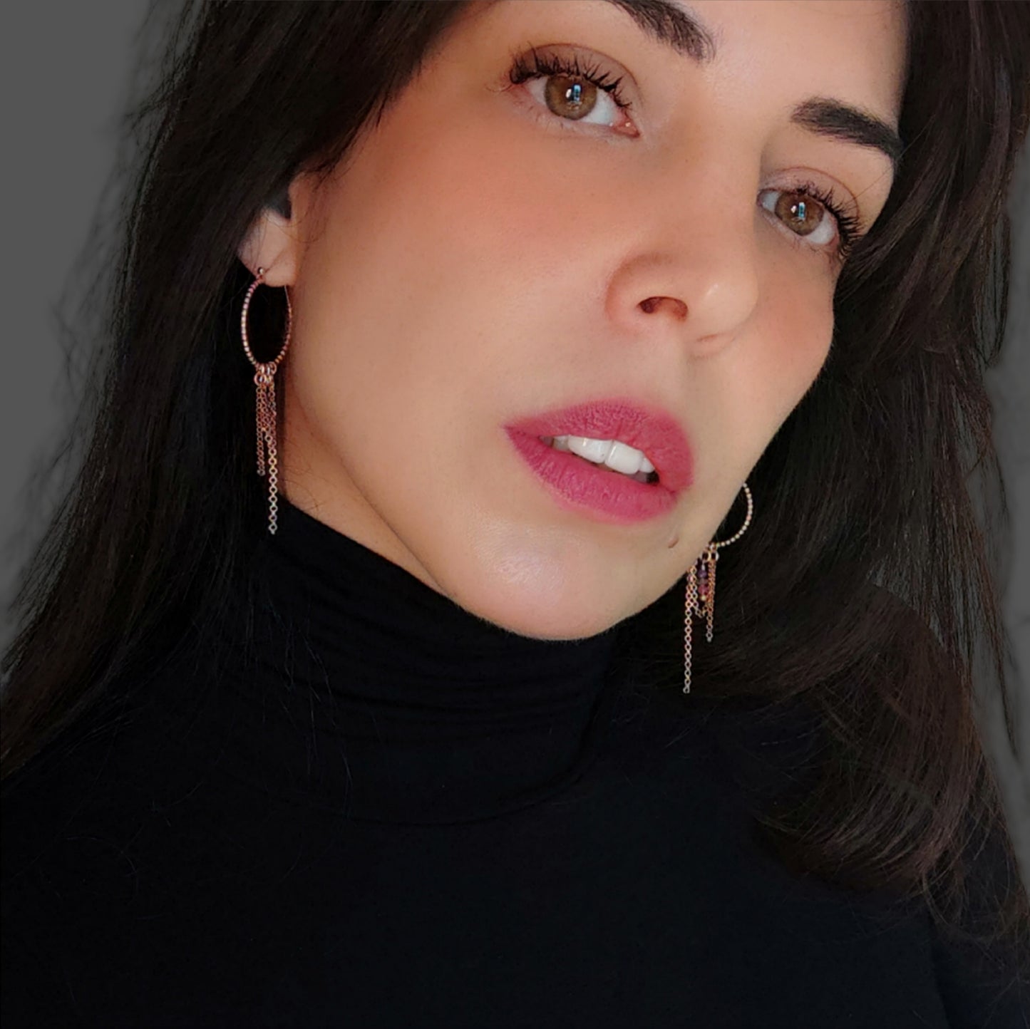 ST83 Orecchini in argento 925 placcato oro rosa 18k con pietre naturali
