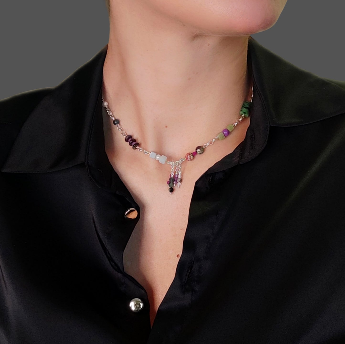 ST36 - Collana in argento 925 con pietre naturali