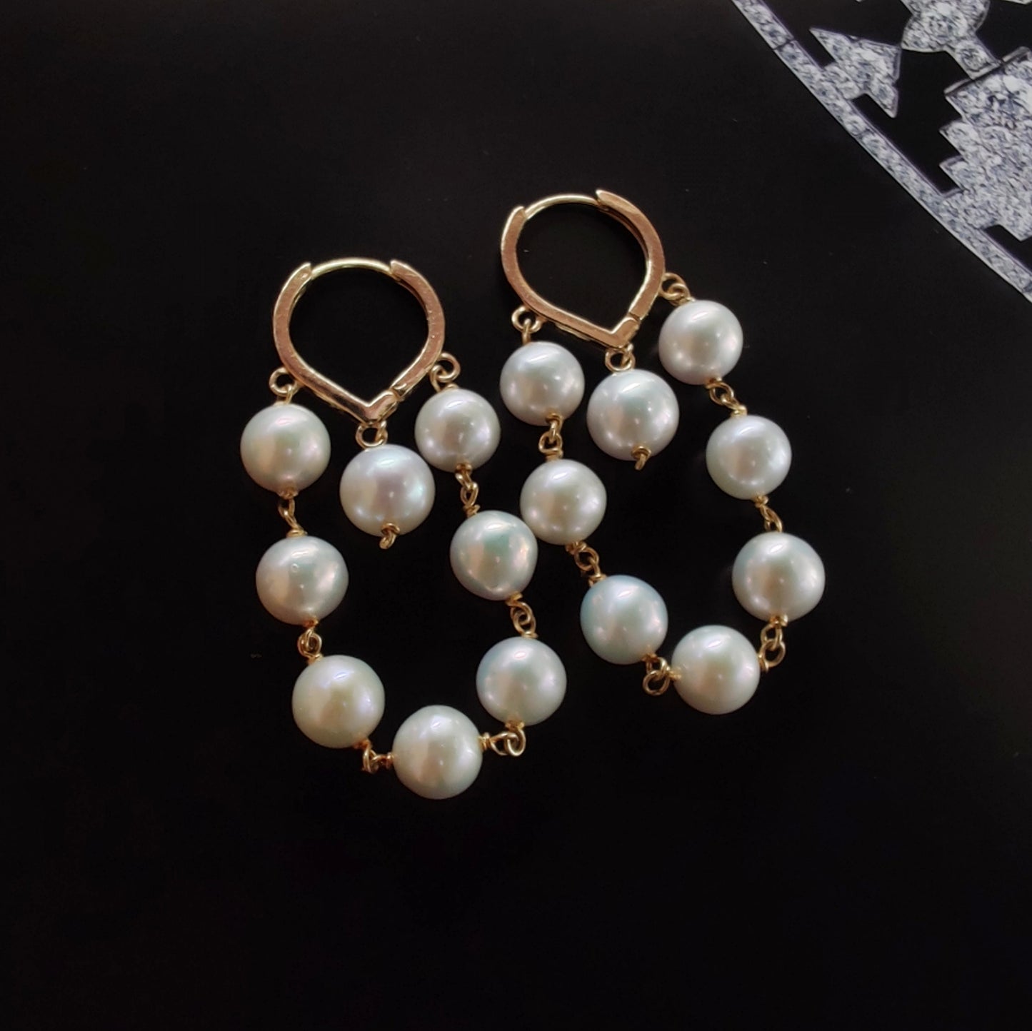 ST12 - Orecchini in argento 925 placcato oro giallo 18k con perle d'acqua dolce