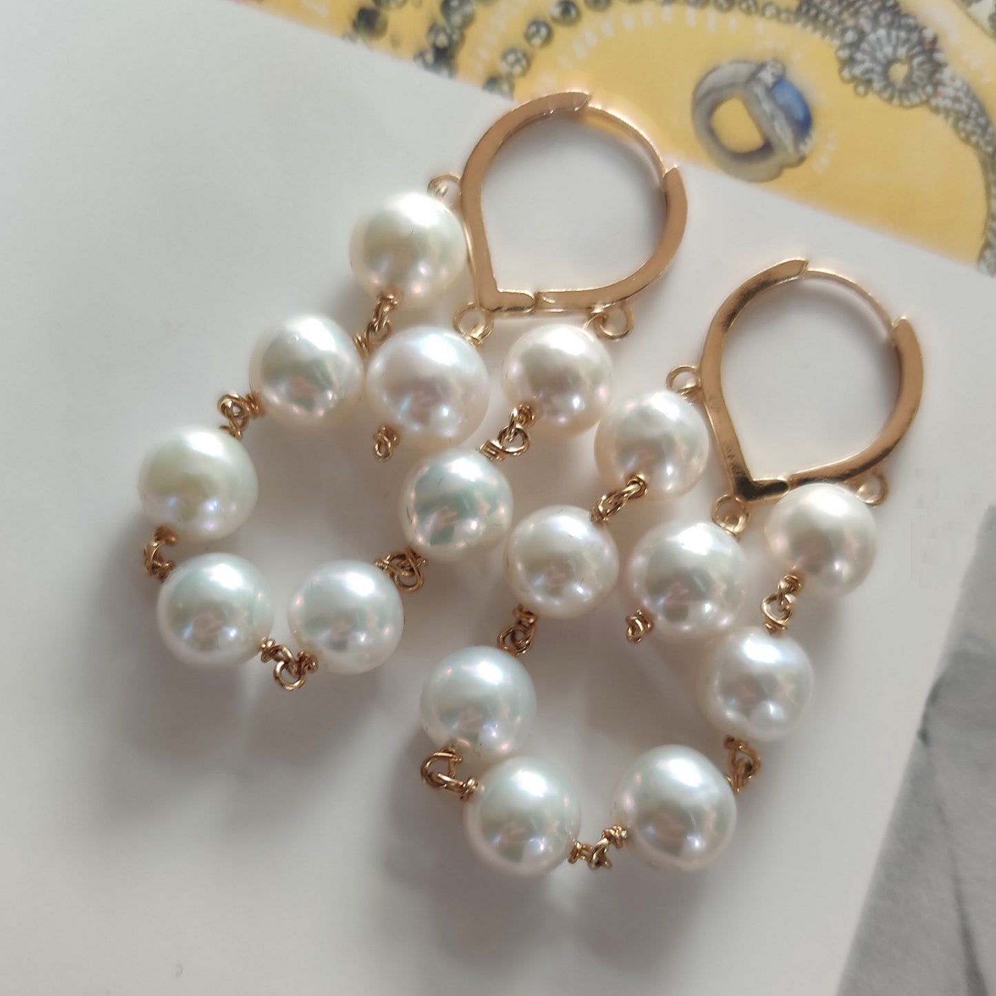 ST12 - Orecchini in argento 925 placcato oro giallo 18k con perle d'acqua dolce