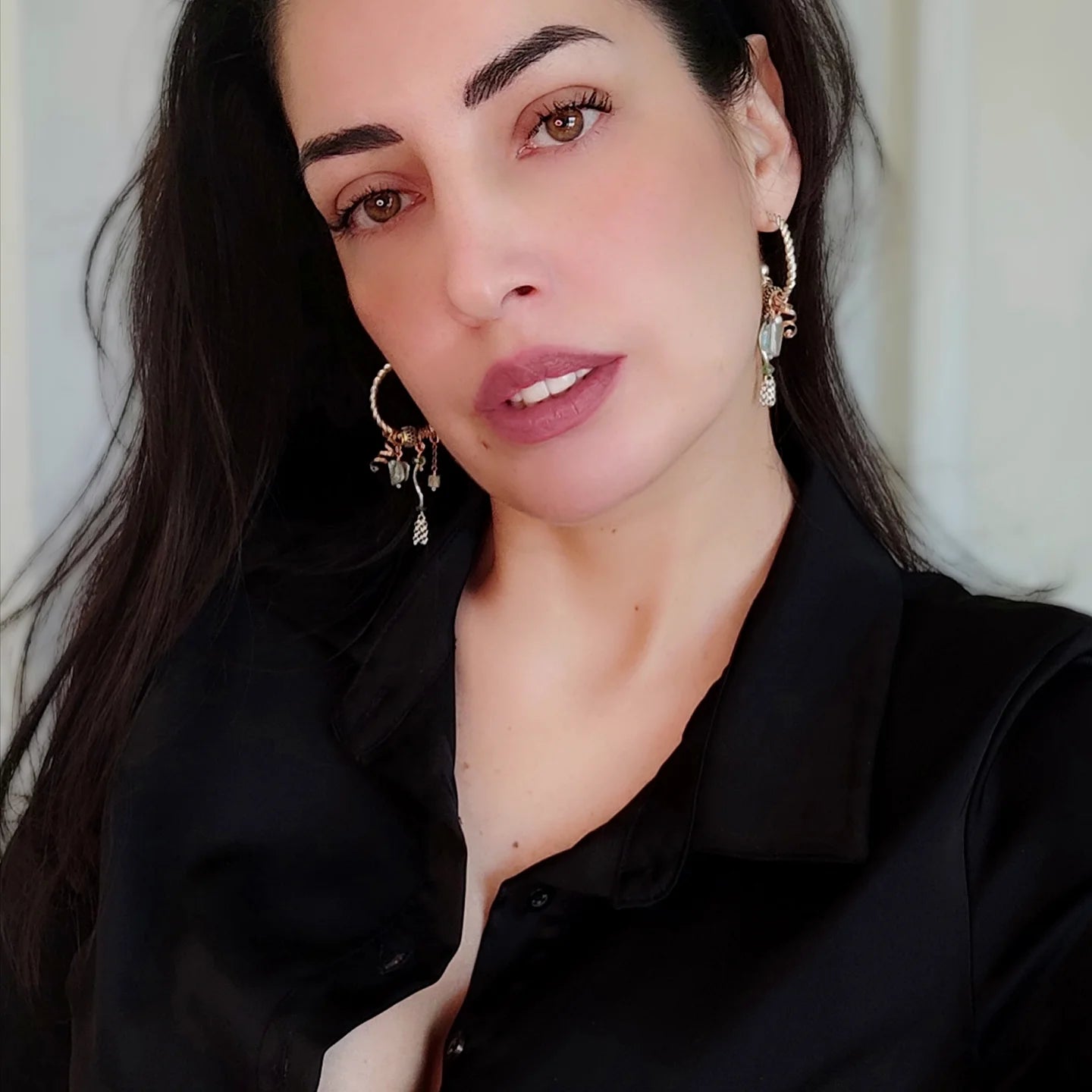 ST14 - Orecchini a cerchio in argento e acquamarina