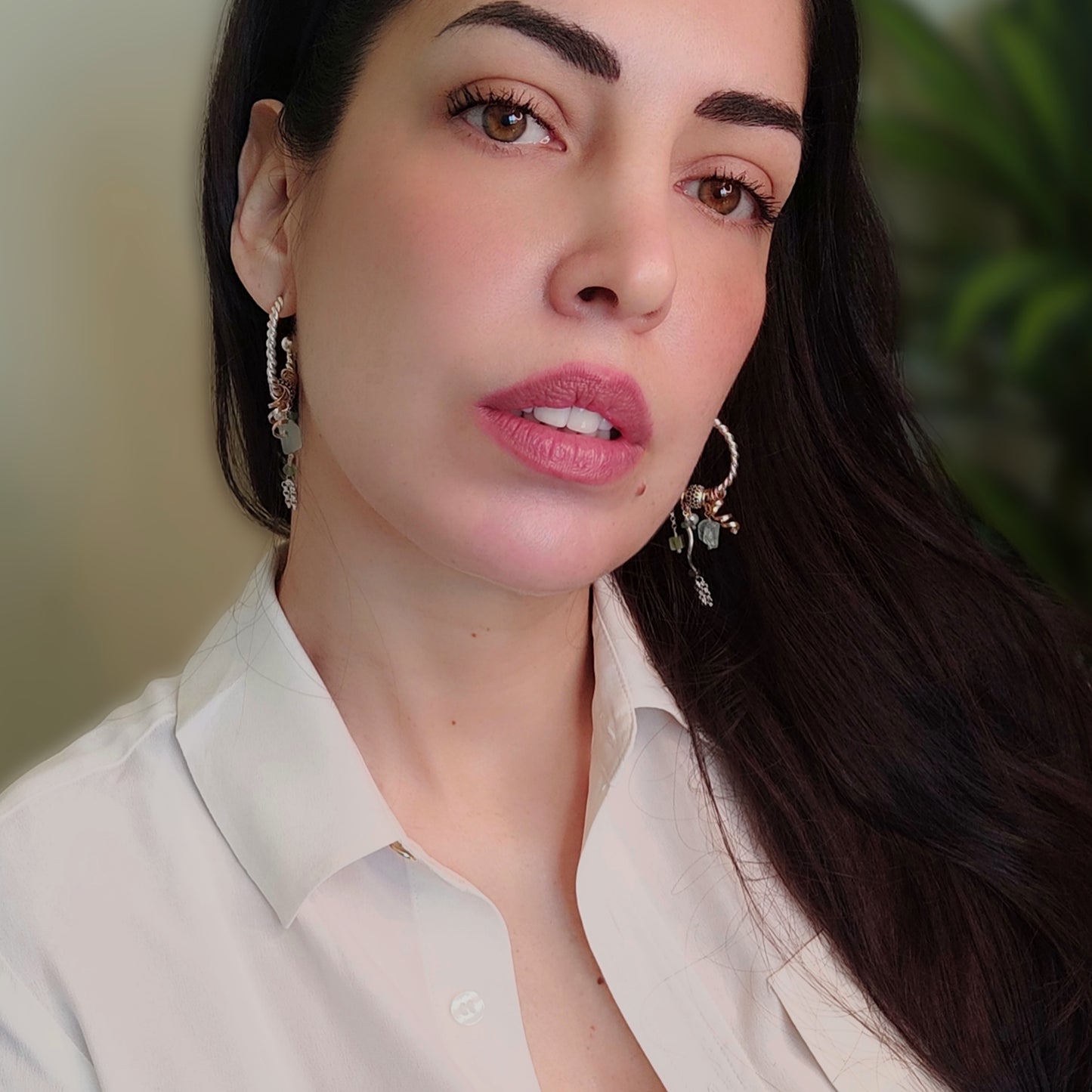 ST14 - Orecchini a cerchio in argento e acquamarina