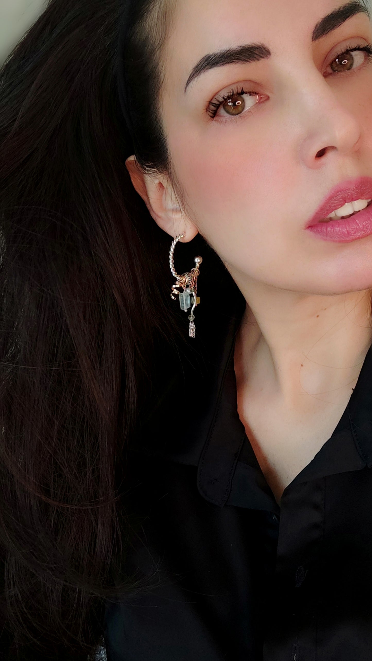 ST14 - Orecchini a cerchio in argento e acquamarina