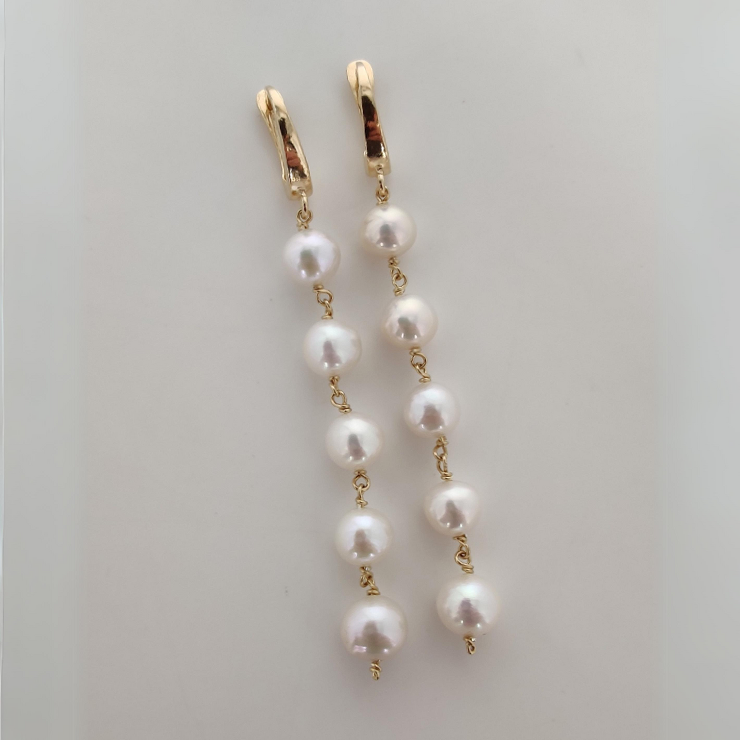 ST55 - Orecchini in argento 925 placcato oro giallo 18k con perle d'acqua dolce