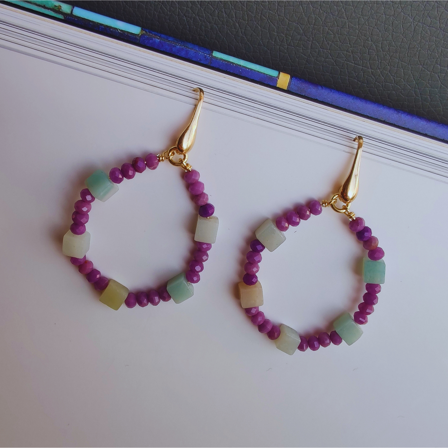 ST47 - Orecchini in argento 925 placcato oro giallo 18k con pietre naturali