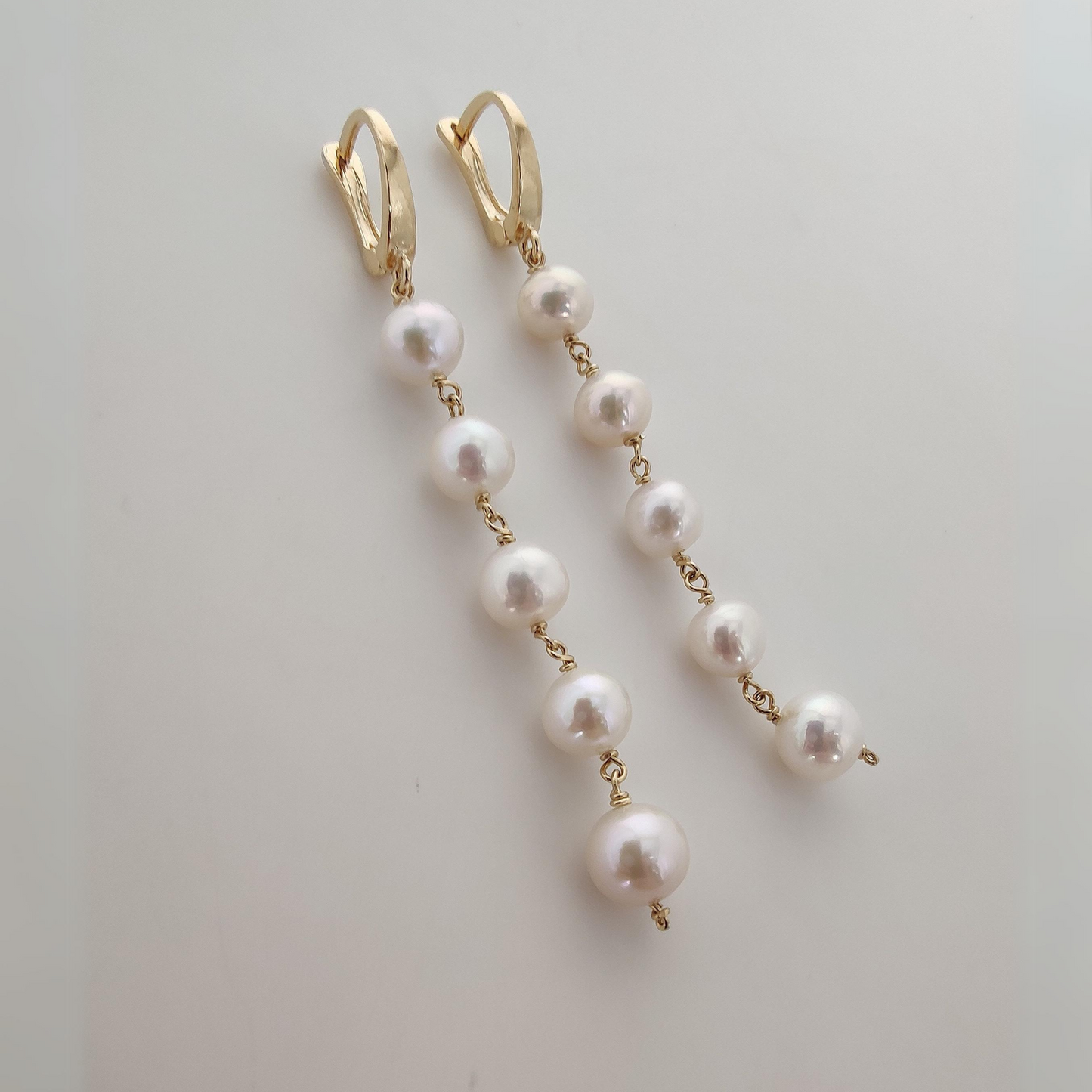 ST55 - Orecchini in argento 925 placcato oro giallo 18k con perle d'acqua dolce