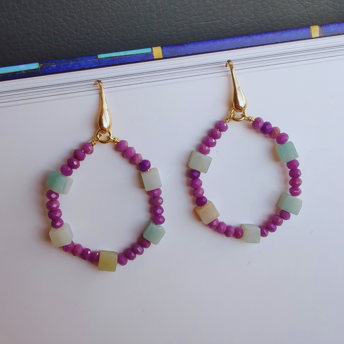 ST47 - Orecchini in argento 925 placcato oro giallo 18k con pietre naturali