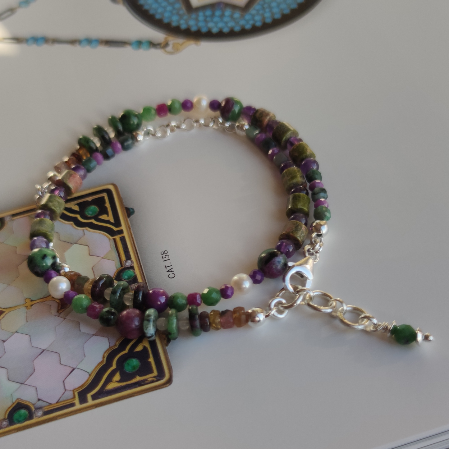 ST27 - Bracciale doppio/collana in argento 925 e pietre naturali