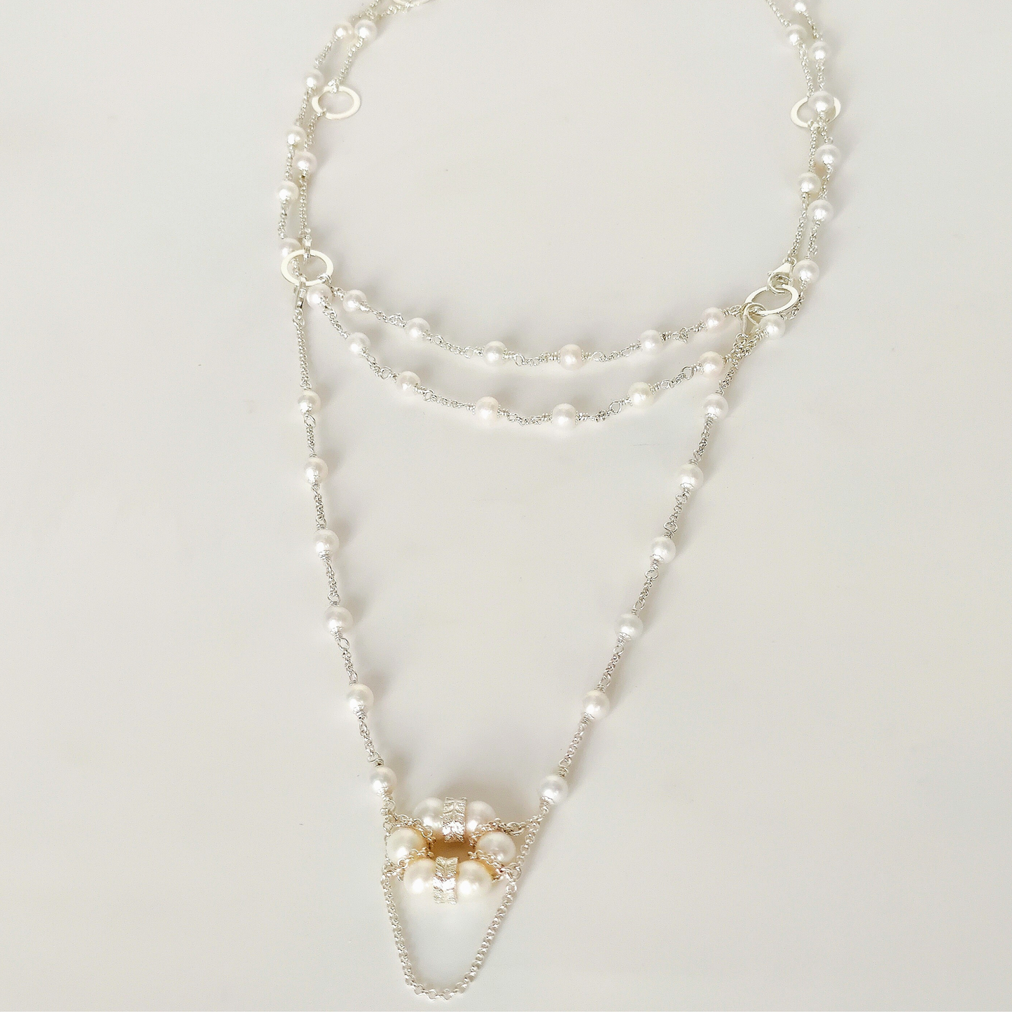 ST81 - Collana componibile in argento 925 con perle naturali d'acqua dolce