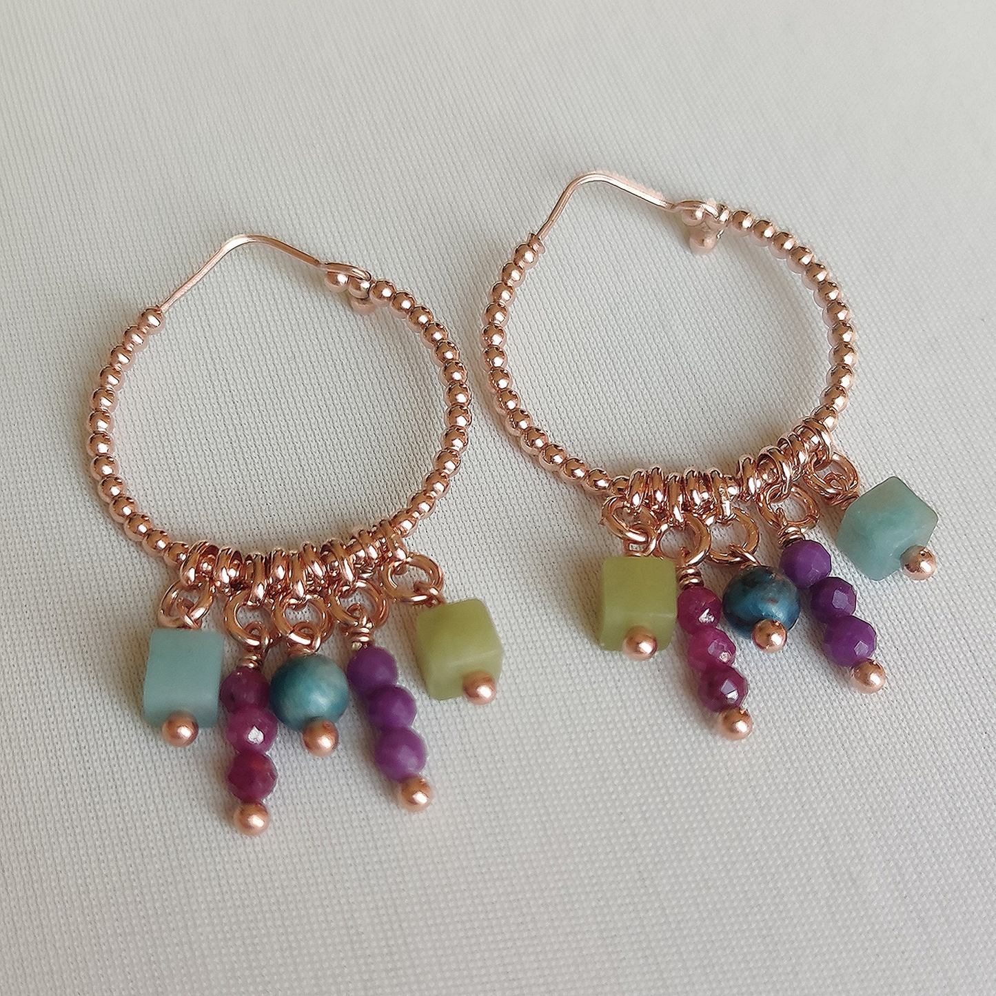 ST44 - Orecchini in argento 925 placcato oro rosa con pietre naturali