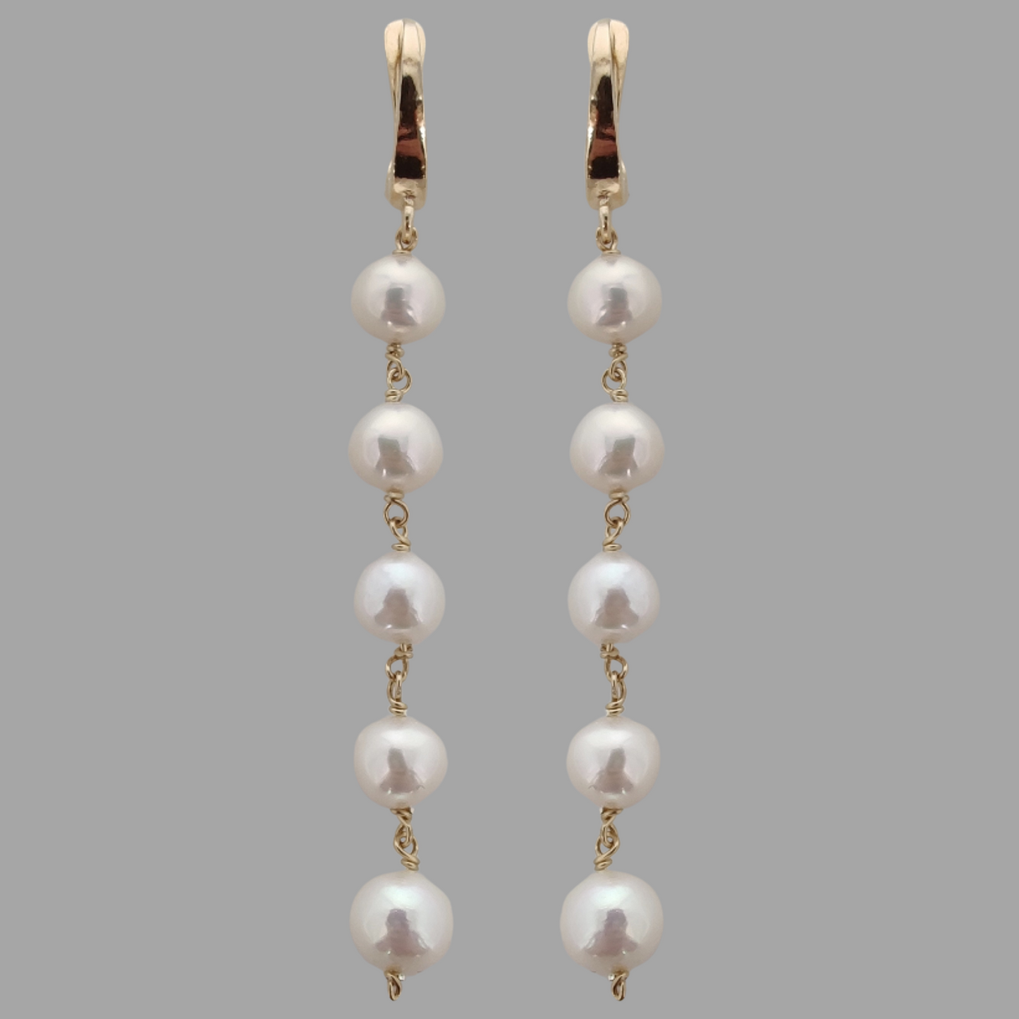 ST55 - Orecchini in argento 925 placcato oro giallo 18k con perle d'acqua dolce