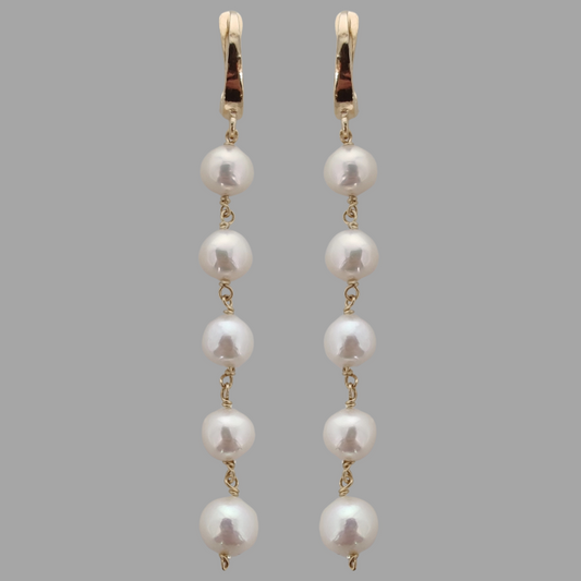 ST55 - Orecchini in argento 925 placcato oro giallo 18k con perle d'acqua dolce