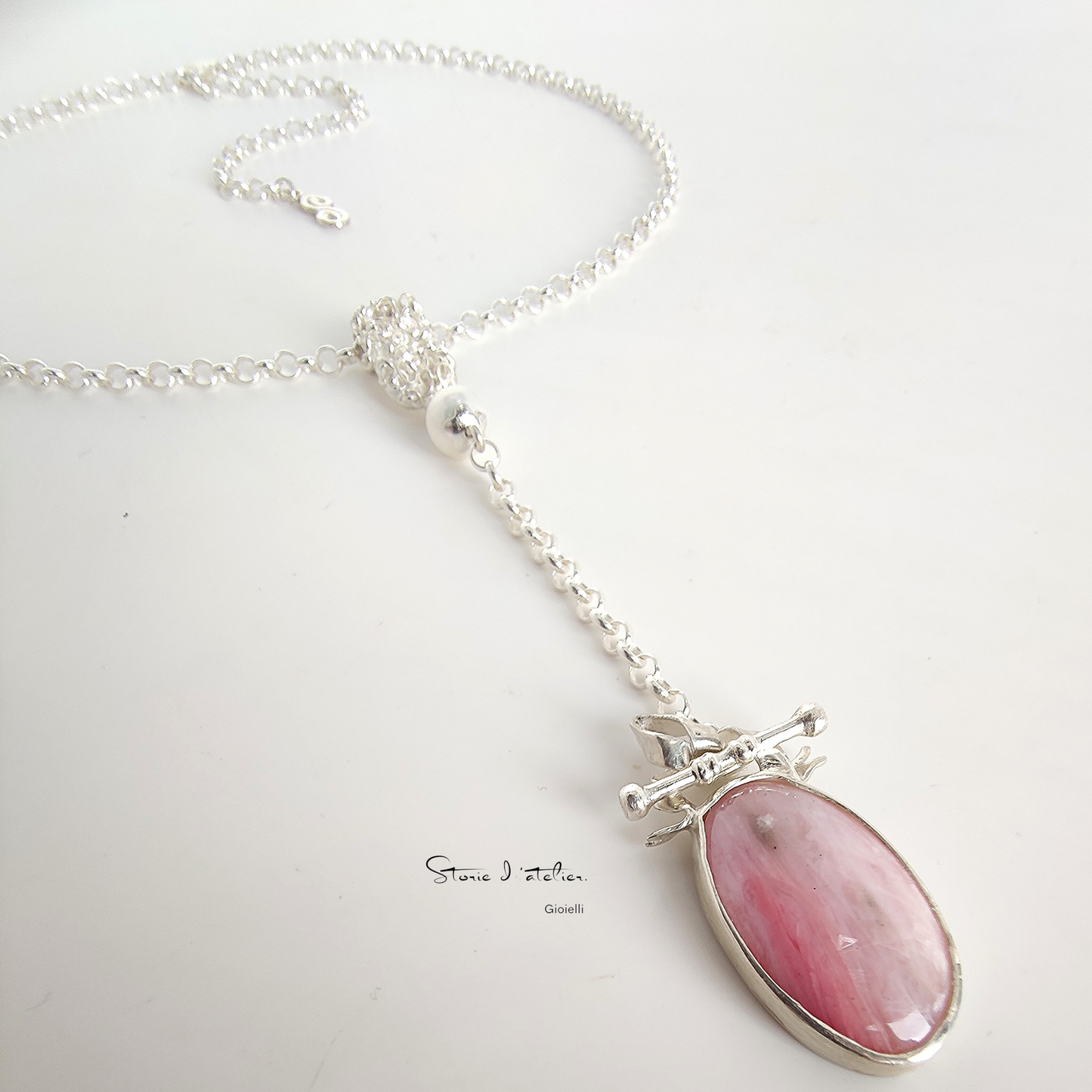 ST66 - Collana in argento 925 con Quarzo Rosa