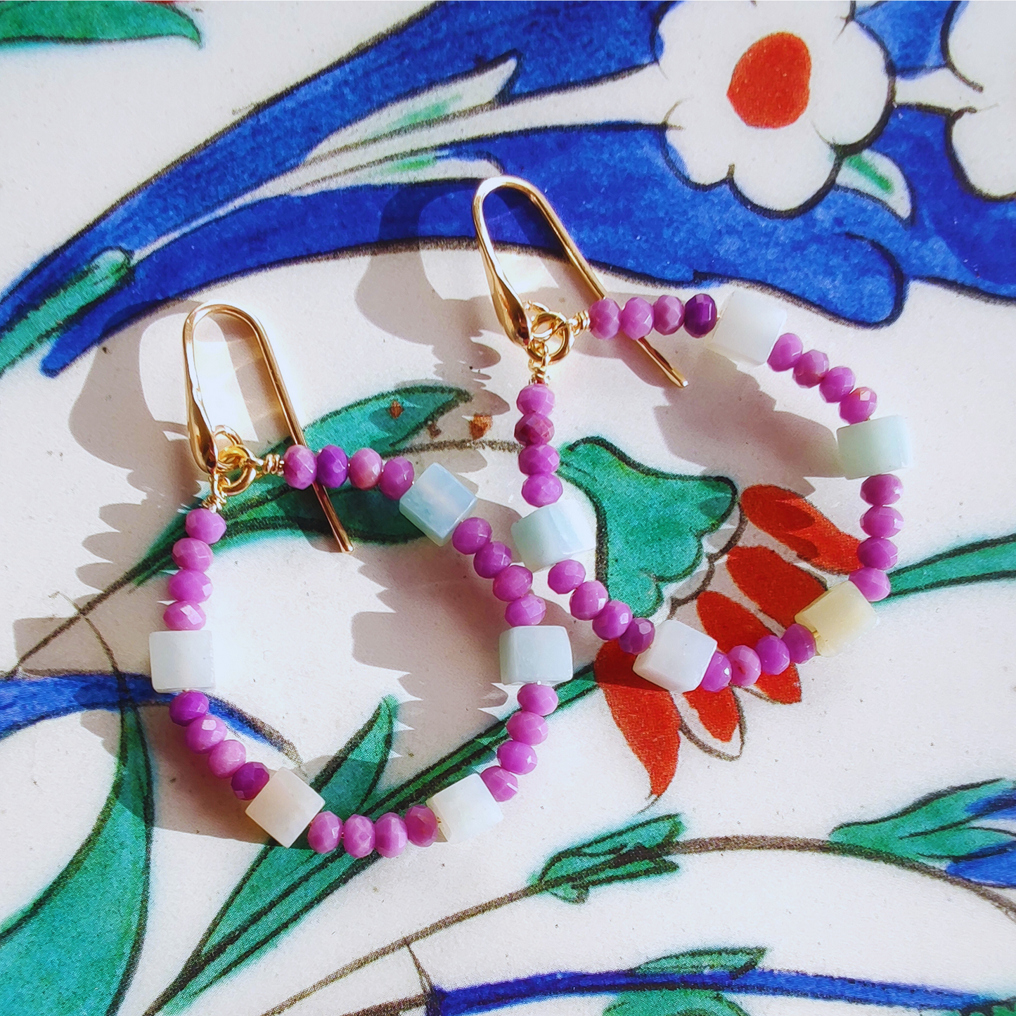 ST47 - Orecchini in argento 925 placcato oro giallo 18k con pietre naturali