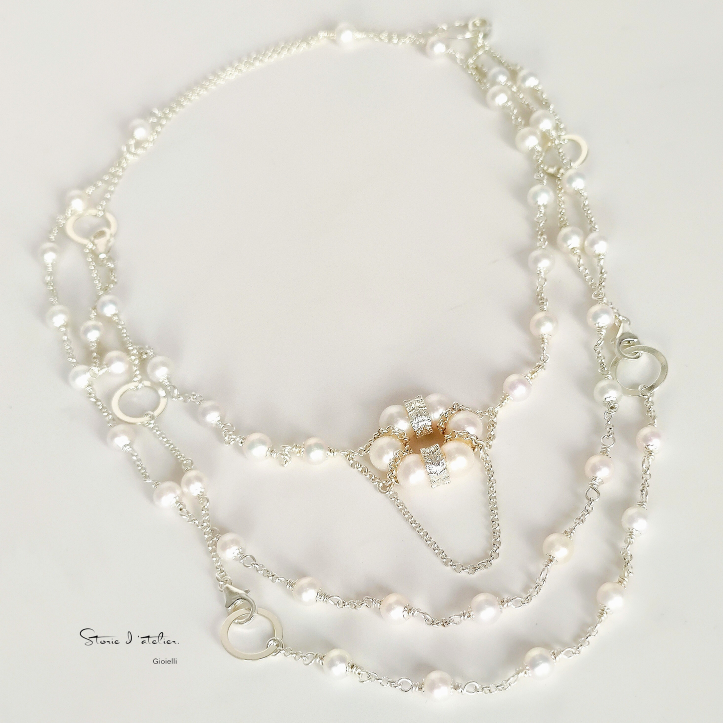 ST81 - Collana componibile in argento 925 con perle naturali d'acqua dolce