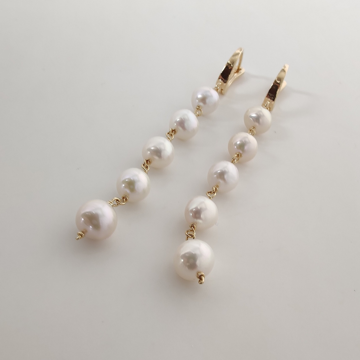 ST55 - Orecchini in argento 925 placcato oro giallo 18k con perle d'acqua dolce