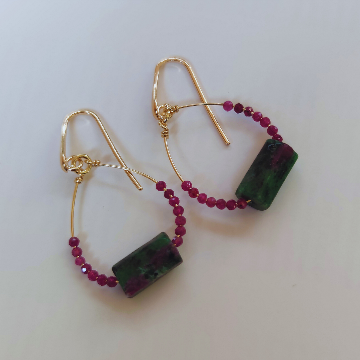 ST46 - Orecchini in argento placcato oro rosa 18k con pietre naturali