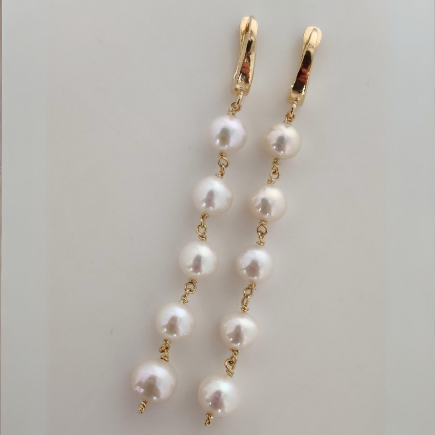 ST55 - Orecchini in argento 925 placcato oro giallo 18k con perle d'acqua dolce