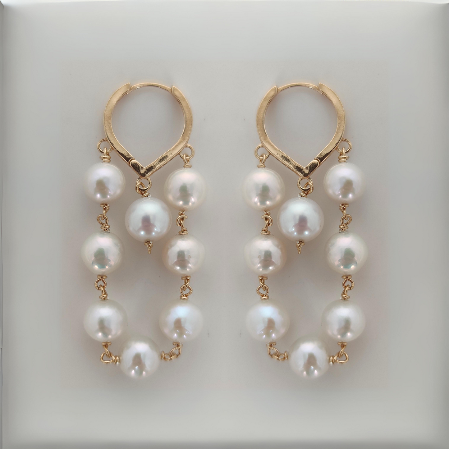 ST12 - Orecchini in argento 925 placcato oro giallo 18k con perle d'acqua dolce