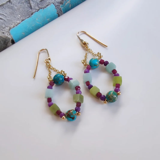 ST37 - Orecchini in argento placcato oro 18k con pietre naturali