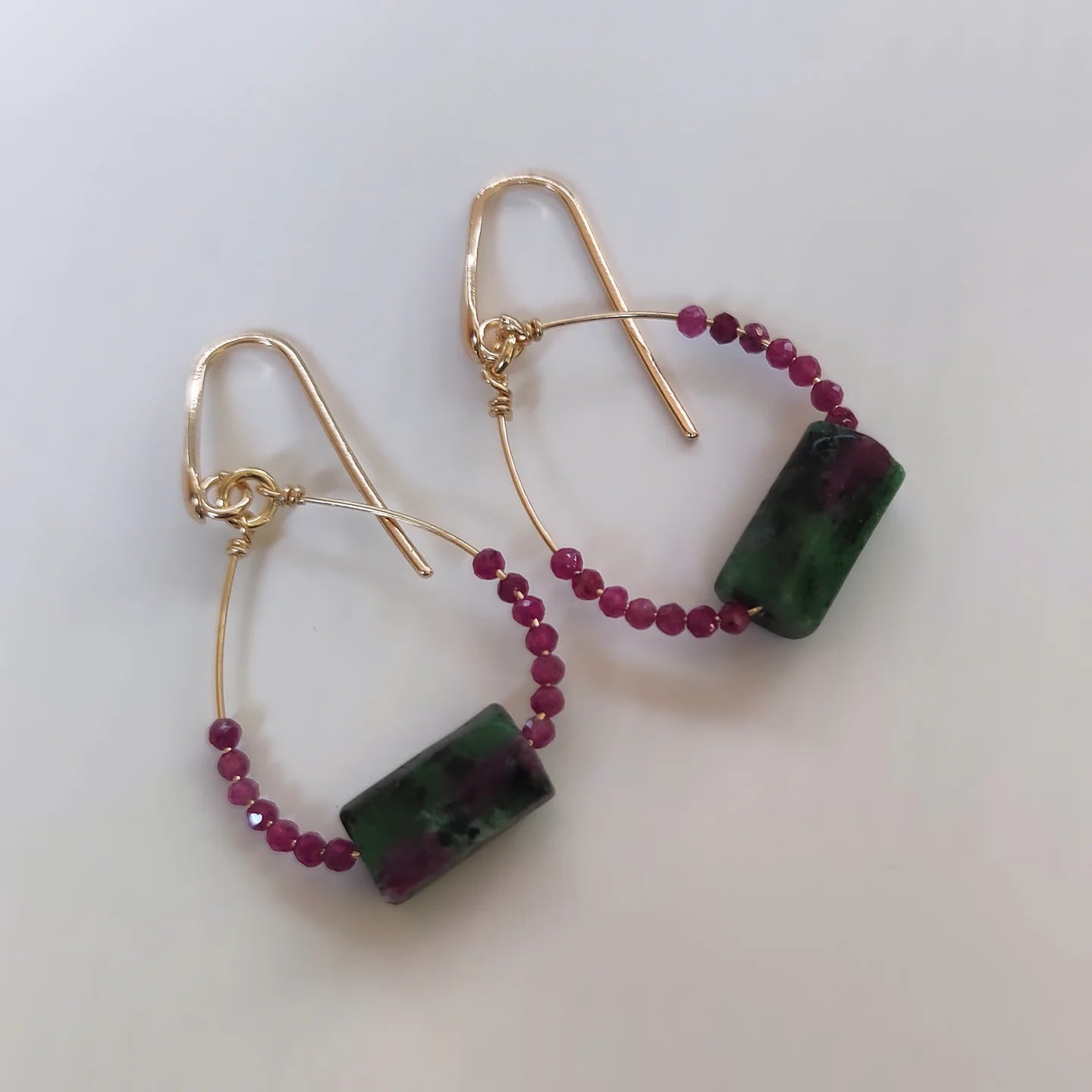 ST46 - Orecchini in argento placcato oro rosa 18k con pietre naturali