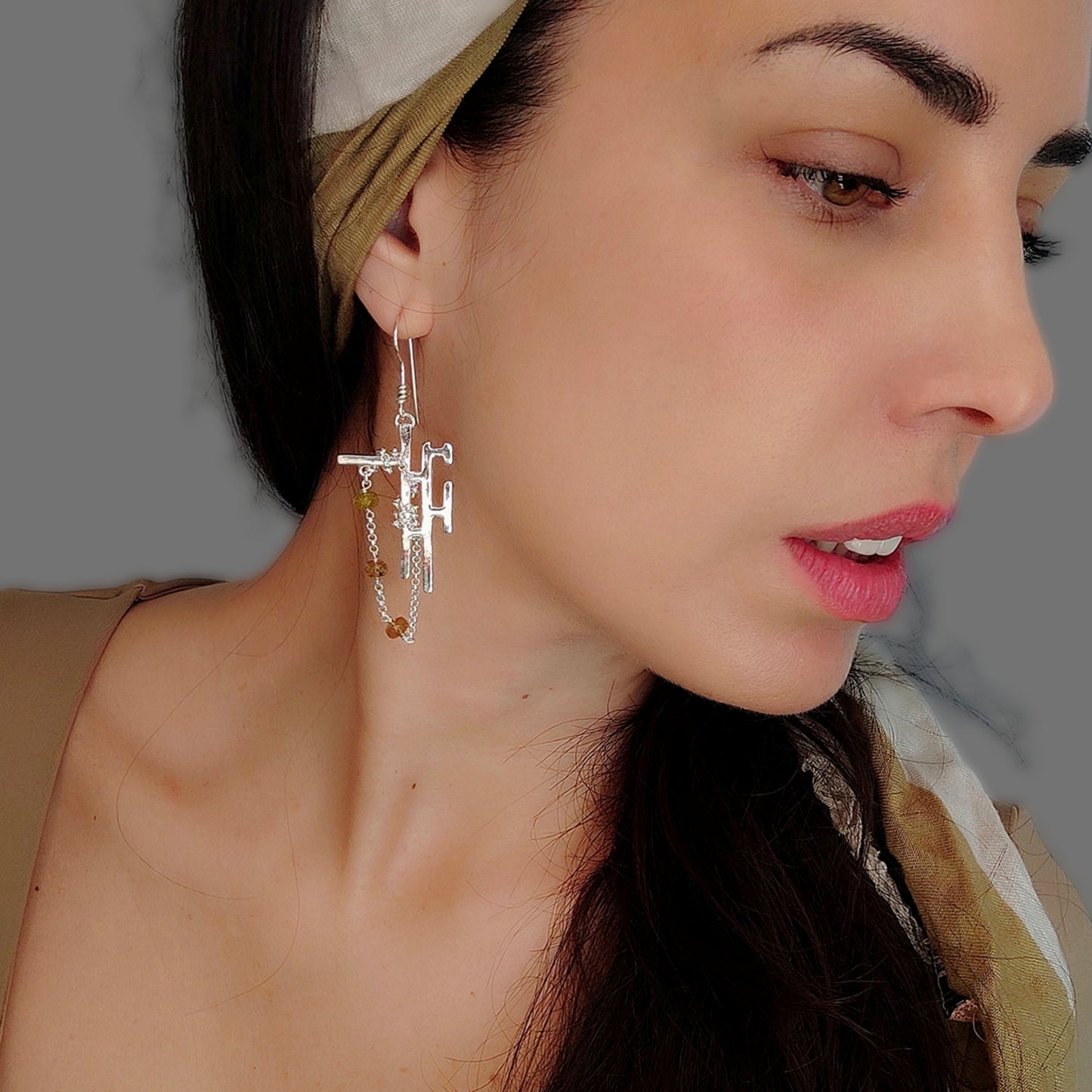 ST54 - Orecchini in argento 925 con pietre naturali in tormalina