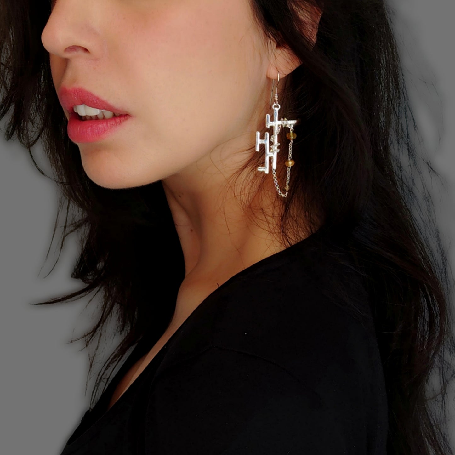 ST54 - Orecchini in argento 925 con pietre naturali in tormalina