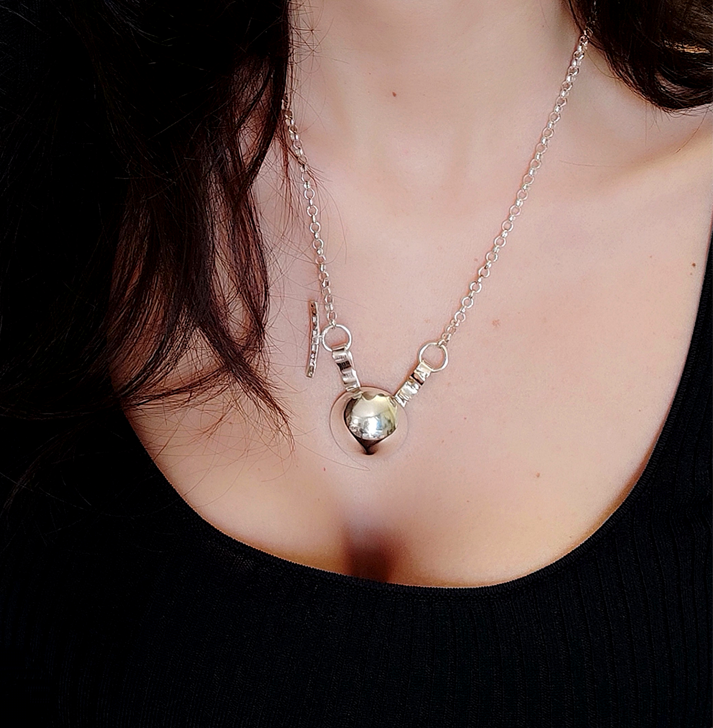 ST53 - Collana in argento 925 con dettagli in oro giallo 18k