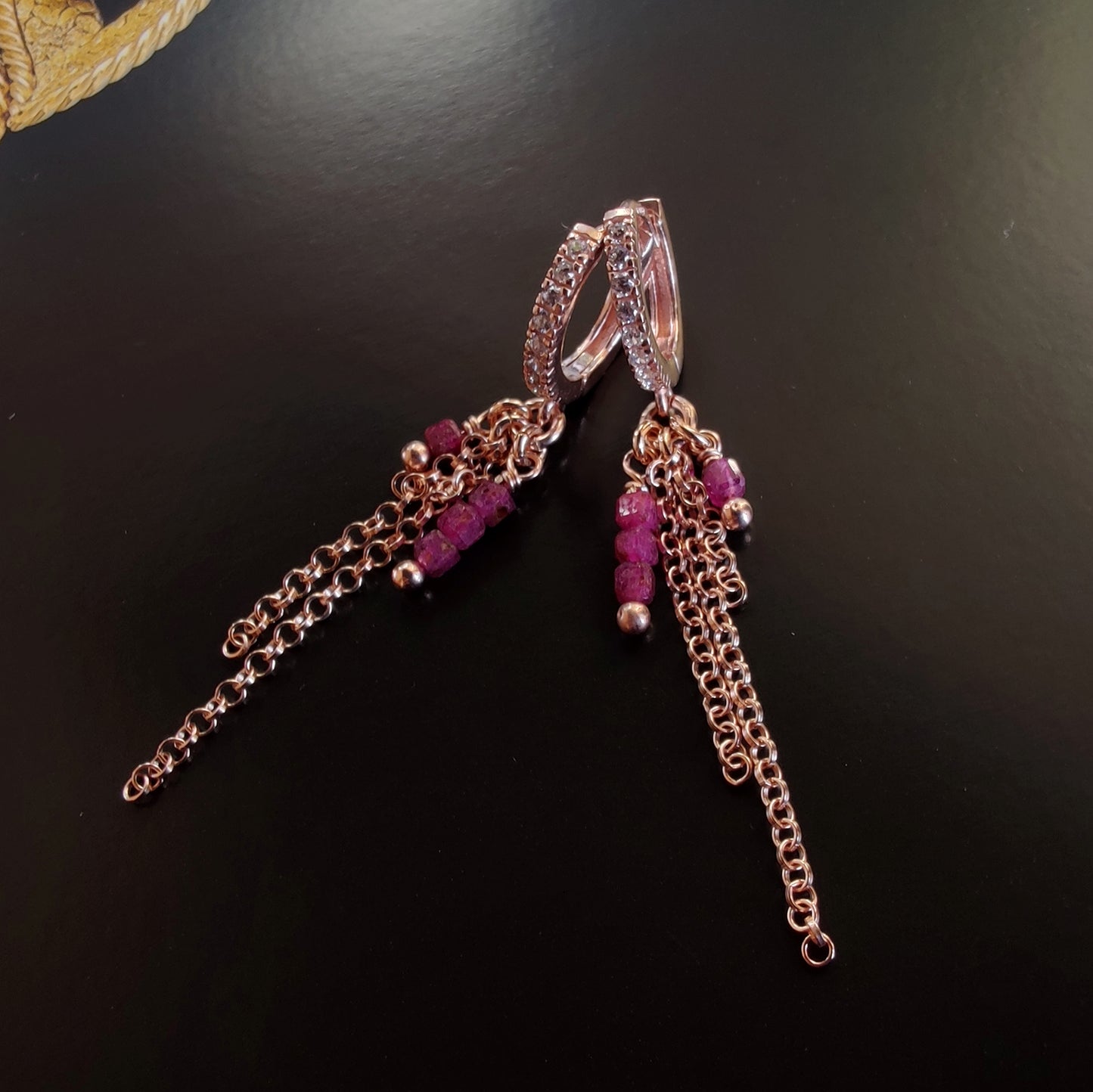 ST40 - Orecchini in argento 925 placcato oro rosa 18k con pietre naturali