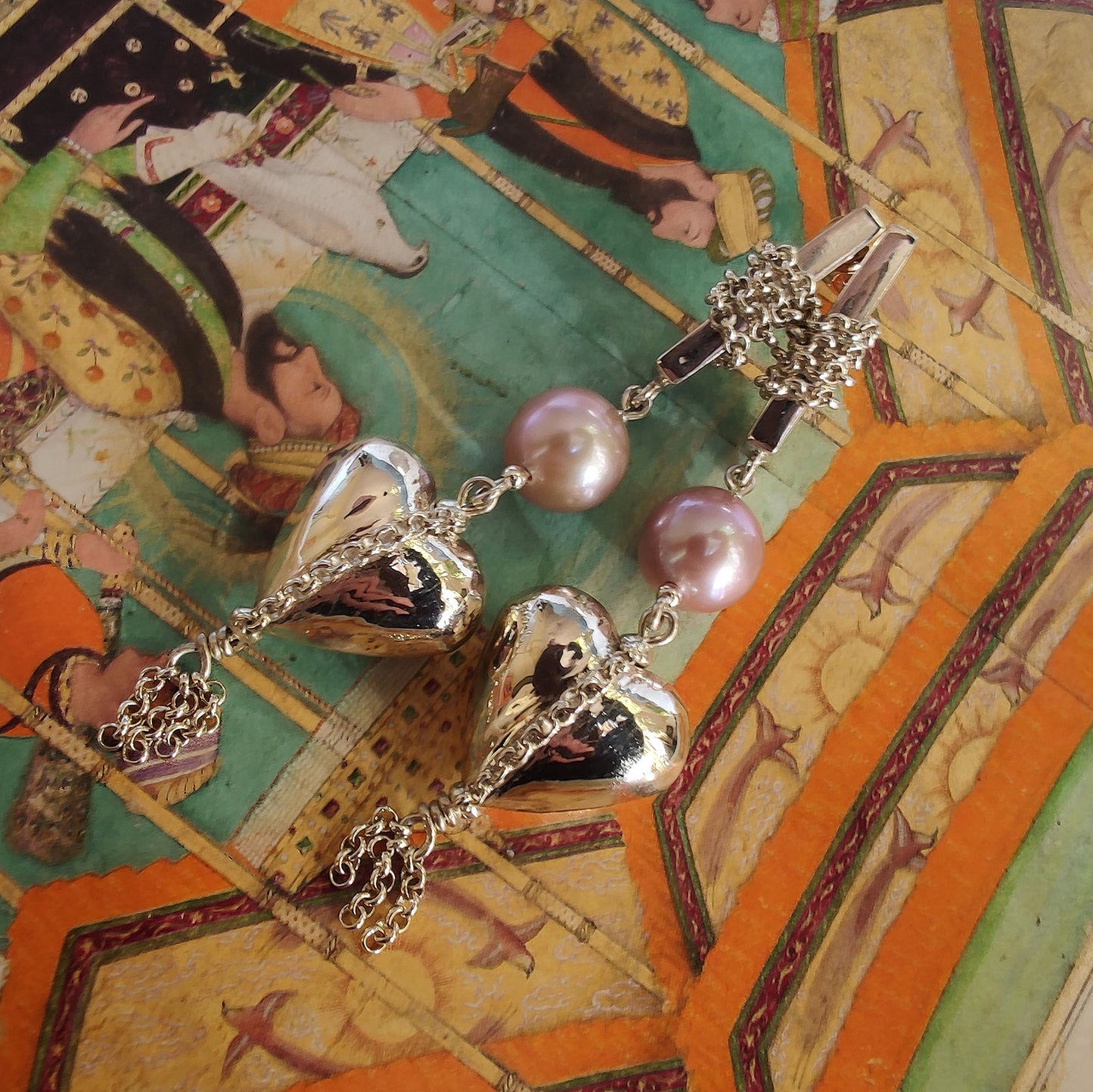 ST92 Orecchini in argento 925 con perle d'acqua dolce color rosa antico
