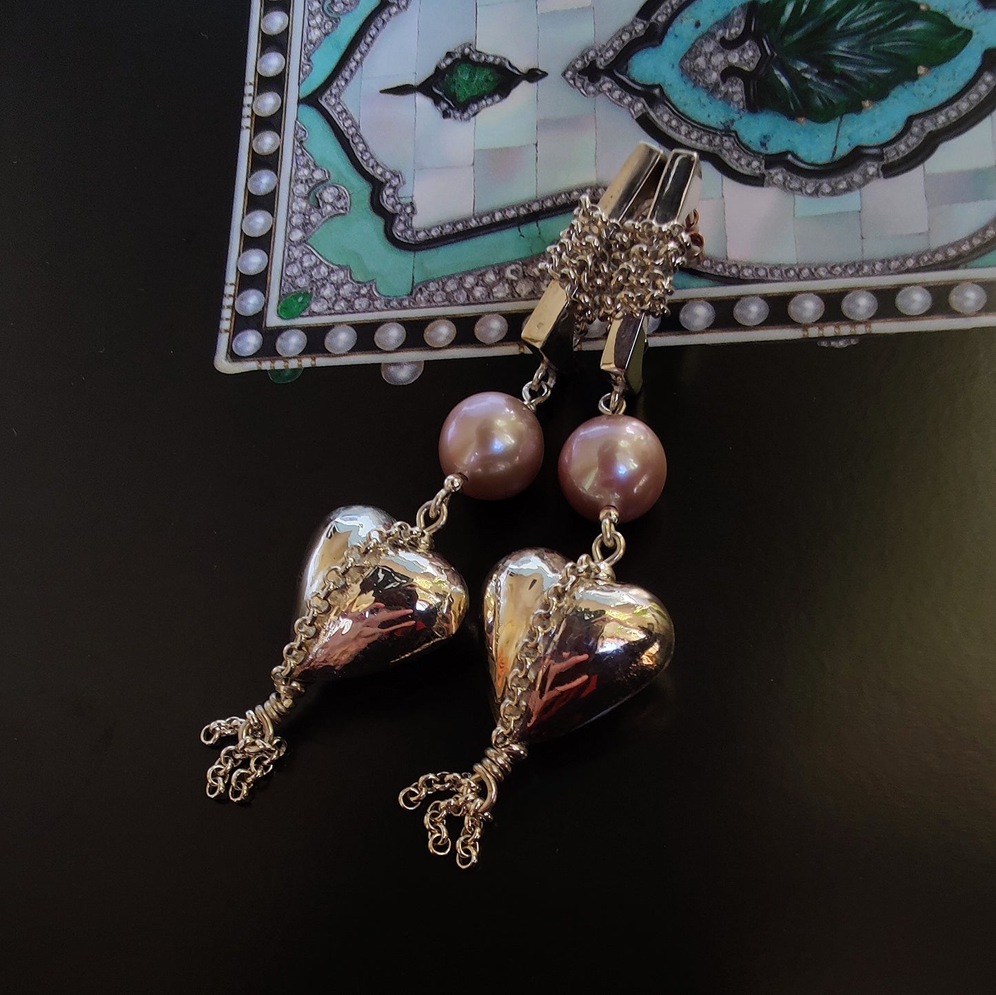 ST92 Orecchini in argento 925 con perle d'acqua dolce color rosa antico