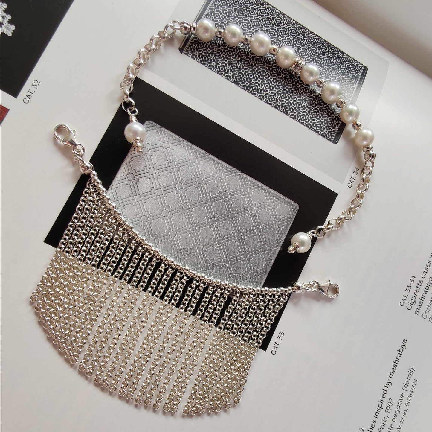 ST61 - Bracciale in argento 925 con perle naturali e zirconi