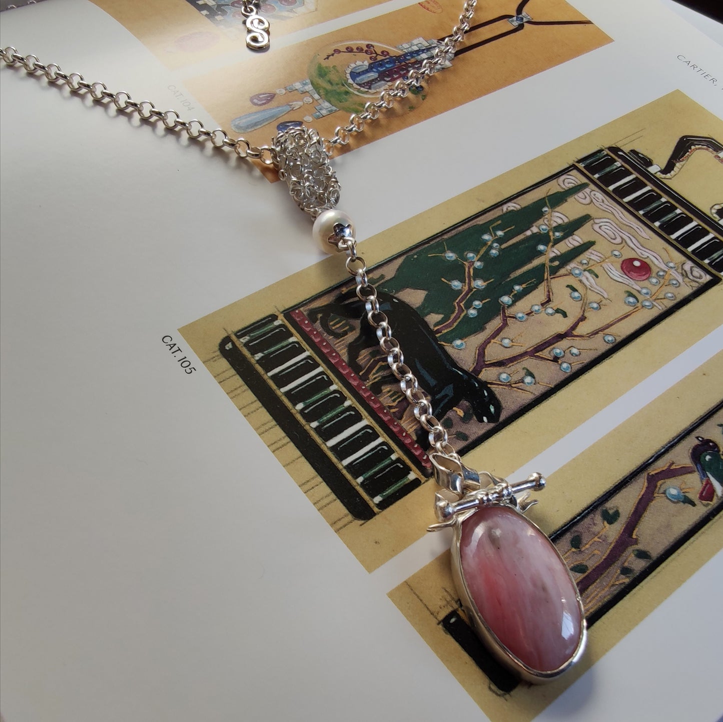 ST66 - Collana in argento 925 con Quarzo Rosa