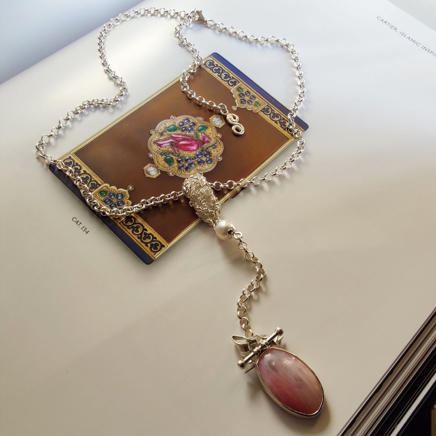 ST66 - Collana in argento 925 con Quarzo Rosa