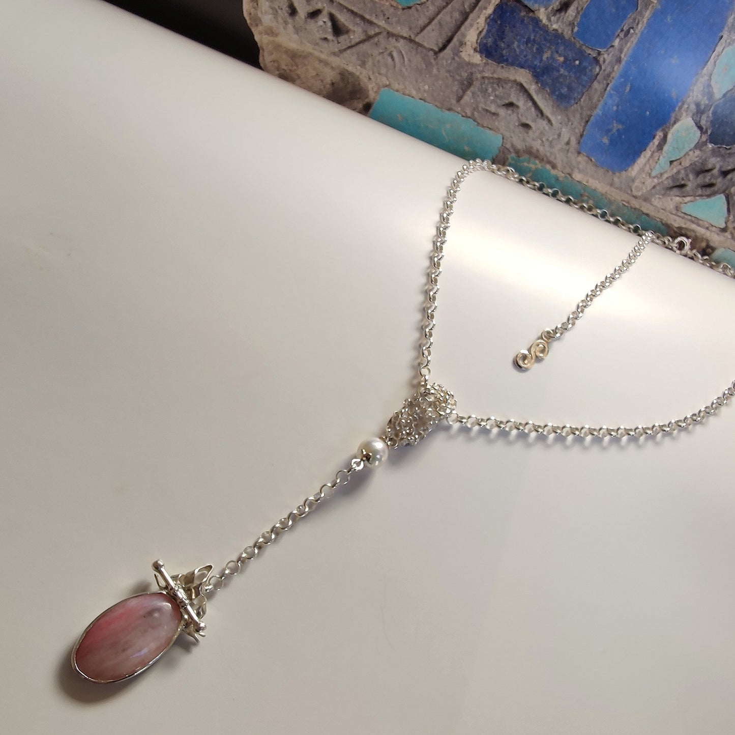ST66 - Collana in argento 925 con Quarzo Rosa