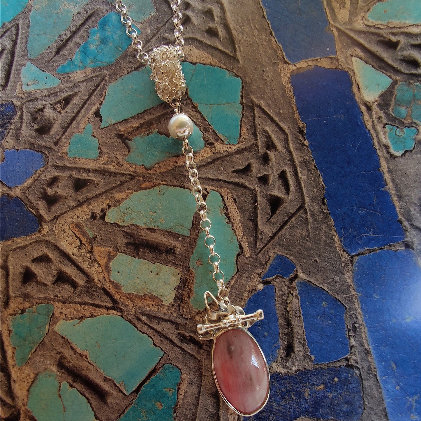 ST66 - Collana in argento 925 con Quarzo Rosa