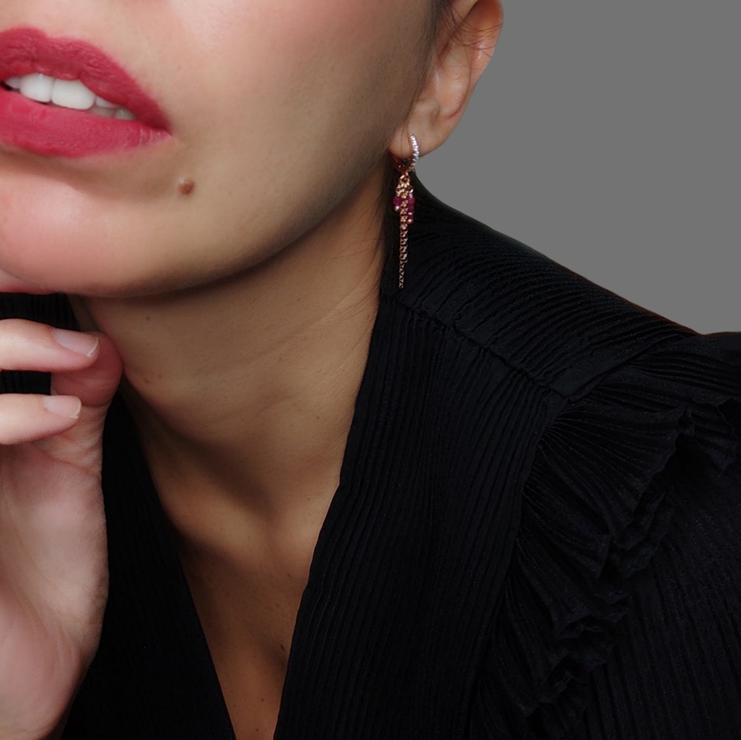 ST40 - Orecchini in argento 925 placcato oro rosa 18k con pietre naturali