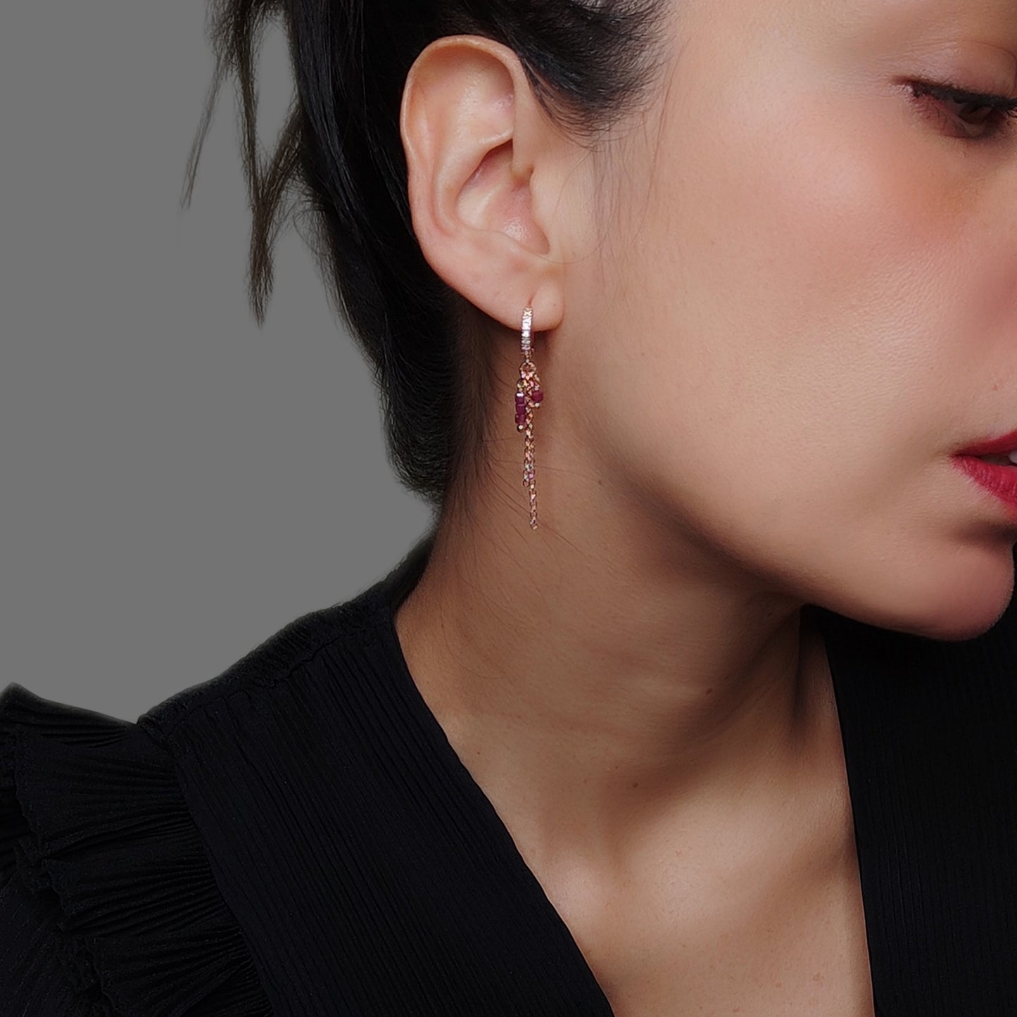 ST40 - Orecchini in argento 925 placcato oro rosa 18k con pietre naturali