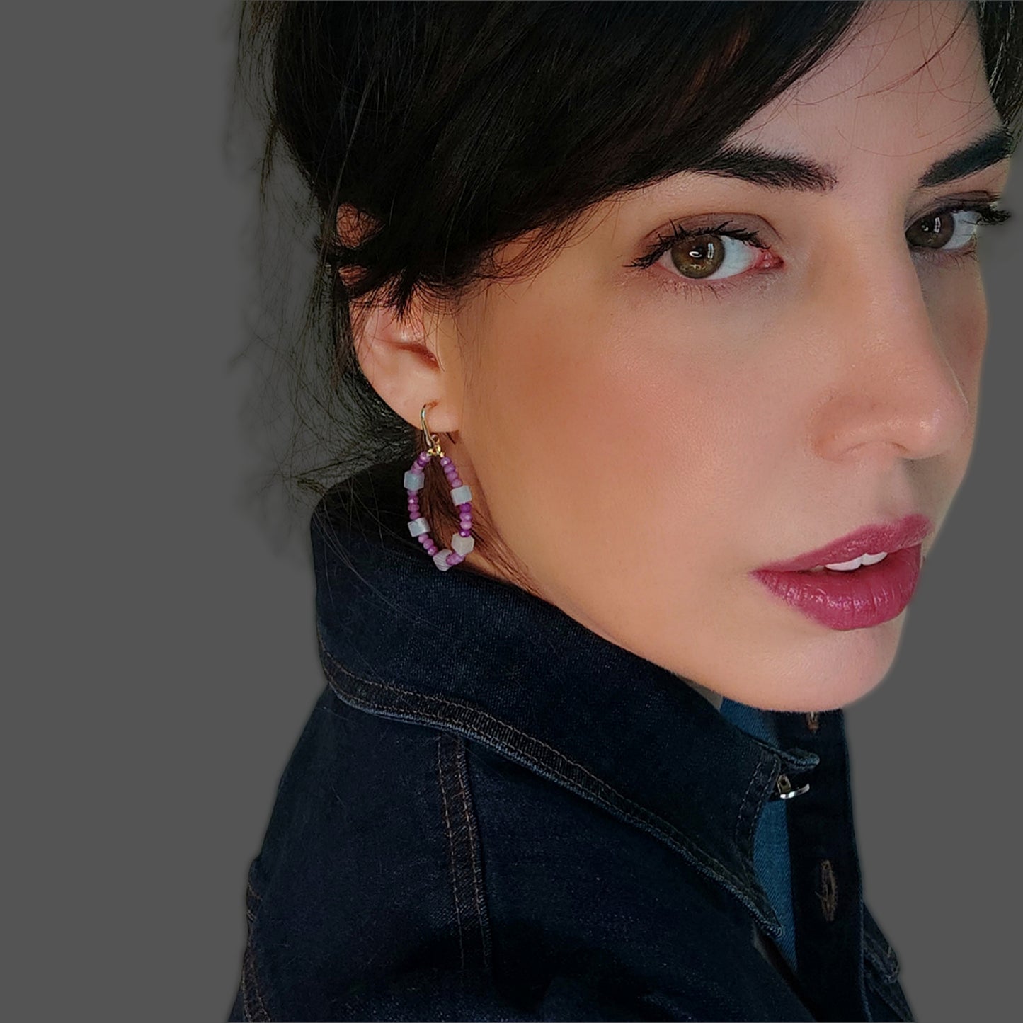 ST47 - Orecchini in argento 925 placcato oro giallo 18k con pietre naturali