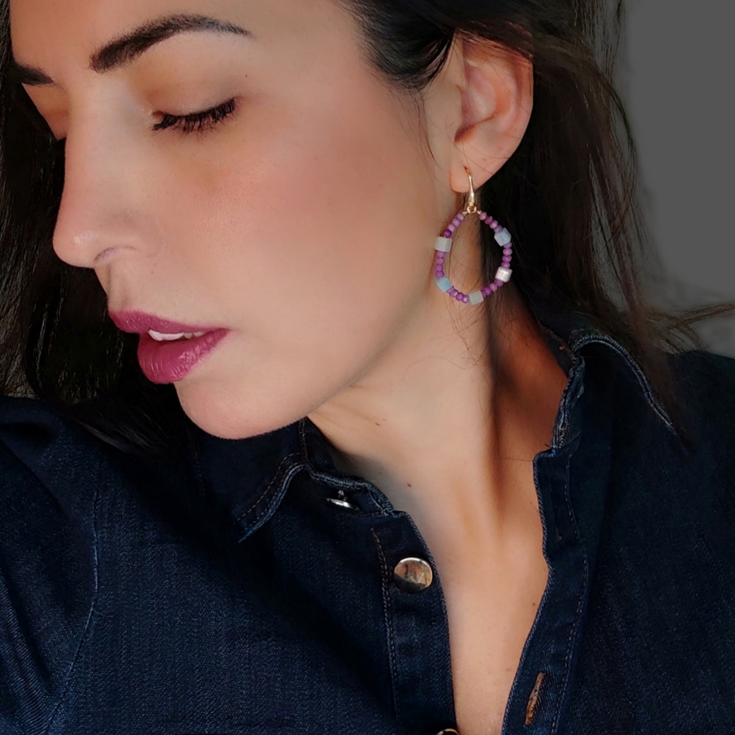 ST47 - Orecchini in argento 925 placcato oro giallo 18k con pietre naturali