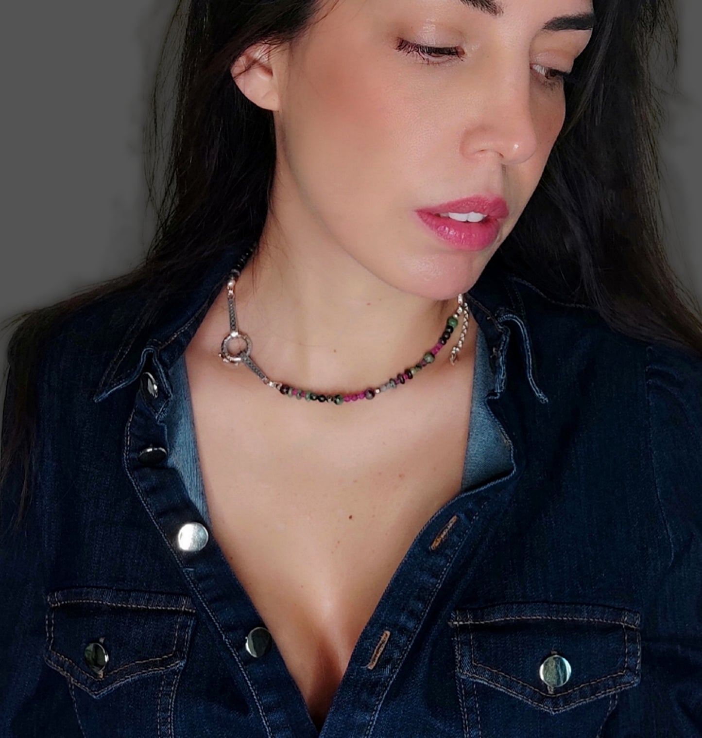 ST26 - Collana in argento 925 con pietre naturali