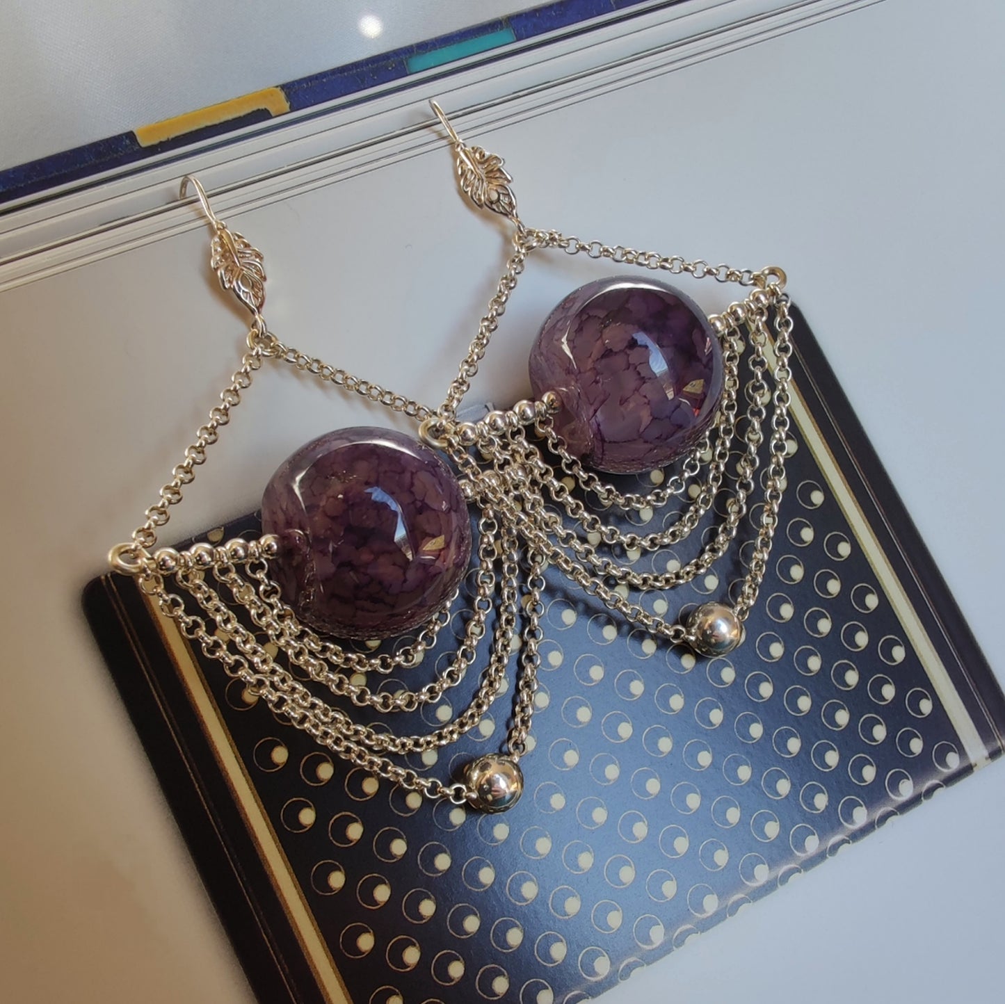 ST49 Silver earrings with purple agate