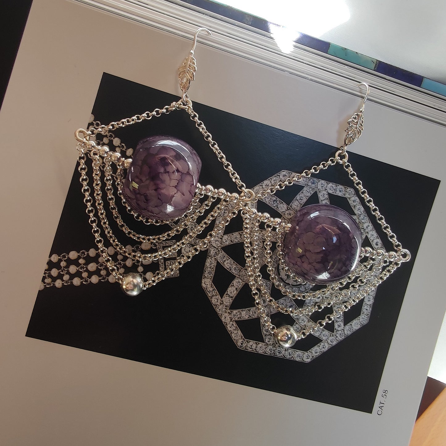 ST49 Silver earrings with purple agate