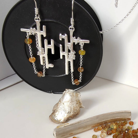 ST54 - Orecchini in argento 925 con pietre naturali in tormalina